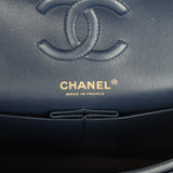 Pre-owned Chanel Small Classic Double Flap Bag Dark Blue Caviar Light Gold Hardware