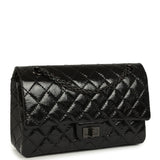 Pre-owned Chanel Small Reissue 225 2.55 Double Flap Bag So Black Shiny Crumpled Calfskin Black Hardware