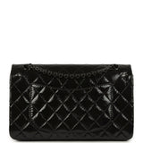 Pre-owned Chanel Small Reissue 225 2.55 Double Flap Bag So Black Shiny Crumpled Calfskin Black Hardware