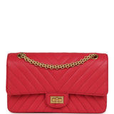 Chanel Small Reissue 225 2.55 Double Flap Bag Pink Chevron Calfskin Antique Gold Hardware