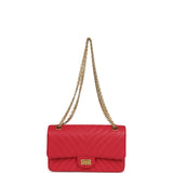 Chanel Small Reissue 225 2.55 Double Flap Bag Pink Chevron Calfskin Antique Gold Hardware