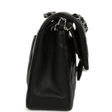 Pre-owned Chanel Small Classic Double Flap Bag Black Lambskin Silver Hardware