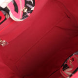 Chanel Medium Deauville Shopping Tote Grey and Pink Tropical Floral Velvet Light Gold Hardware