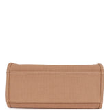 Chanel Small Deauville Shopping Tote Dark Beige Canvas Light Gold Hardware