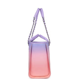 Chanel Small Deauville Shopping Tote Pink and Purple Ombre Calfskin Silver Hardware