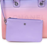 Chanel Small Deauville Shopping Tote Pink and Purple Ombre Calfskin Silver Hardware