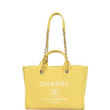 Chanel Small Deauville Shopping Tote Yellow Canvas Light Gold Hardware