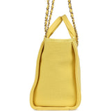 Chanel Small Deauville Shopping Tote Yellow Canvas Light Gold Hardware