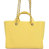 Chanel Small Deauville Shopping Tote Yellow Canvas Light Gold Hardware