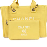 Chanel Small Deauville Shopping Tote Yellow Canvas Light Gold Hardware
