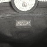 Pre-owned Chanel Extra Large Deauville Shopping Tote Grey and White Tweed Silver Hardware
