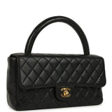 Vintage Chanel Kelly Parent and Child Flap Bag Set Black Lambskin Gold Hardware