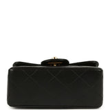 Vintage Chanel Kelly Parent and Child Flap Bag Set Black Lambskin Gold Hardware