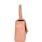 Vintage Chanel Kelly Parent and Child Flap Bag Set Pink Lambskin Gold Hardware