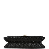 Vintage Chanel Flap Bag Black Wicker Gold Hardware