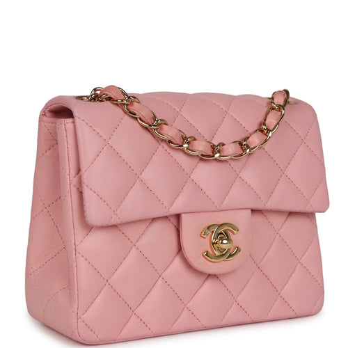 Vintage Chanel Mini Square Flap Light Pink Lambskin Gold Hardware