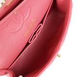 Vintage Chanel Small Classic Double Flap Bag Dark Pink Lambskin Gold Hardware