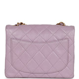 Vintage Chanel Mini Square Flap Bag Light Purple Lambskin Matte Gold Hardware