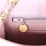 Vintage Chanel Mini Square Flap Bag Light Purple Lambskin Matte Gold Hardware