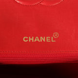 Vintage Chanel Top Handle Square Flap Red Lambskin Gold Hardware