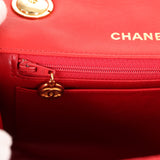 Vintage Chanel Top Handle Square Flap Red Lambskin Gold Hardware