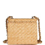 Vintage Chanel Mini Flap Bag Natural Wicker Gold Hardware
