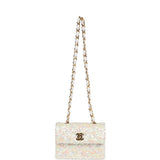 Vintage Chanel Micro Half Flap Iridescent Ivory Sequin Gold Hardware