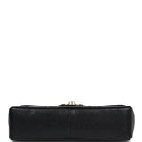Vintage Chanel XL Jumbo Classic Mademoiselle Vertical Flap Black Caviar Gold Hardware