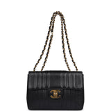 Vintage Chanel XL Jumbo Classic Mademoiselle Vertical Flap Black Caviar Gold Hardware