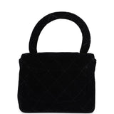 Vintage Chanel Micro Kelly Child Flap Bag Black Velvet Gold Hardware