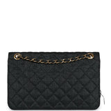 Vintage Chanel Quilted Fringe Single Flap Bag Black Raffia Gold Hardware