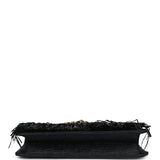 Vintage Chanel Quilted Fringe Single Flap Bag Black Raffia Gold Hardware
