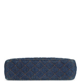 Vintage Chanel Jumbo Classic Single Flap Bag Blue Denim Tortoiseshell Bakelite Hardware