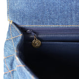 Vintage Chanel Jumbo Classic Single Flap Bag Blue Denim Tortoiseshell Bakelite Hardware