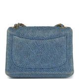 Vintage Chanel Mini Square Flap Bag Blue Denim Gold Hardware