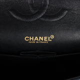 Vintage Chanel Medium Icon Print Double Flap Bag Navy Canvas Brushed Gold Hardware