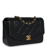 Vintage Chanel Small Diana Flap Bag Black Lambskin Gold Hardware