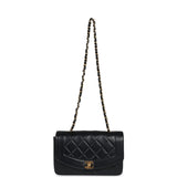 Vintage Chanel Small Diana Flap Bag Black Lambskin Gold Hardware