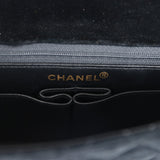 Vintage Chanel Medium Single Flap Bag with Magazine Holder Black Velvet Gold Hardware