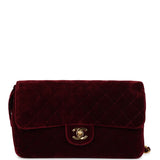 Vintage Chanel Medium Classic Flap Backpack Burgundy Velvet Gold Hardware