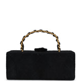 Vintage Chanel Rectangular Vanity Box Black Pony Hair Antique Gold Hardware