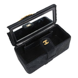 Vintage Chanel Rectangular Vanity Box Black Pony Hair Antique Gold Hardware