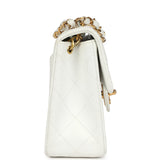 Vintage Chanel Mini Square Flap Bag White Lambskin Gold Hardware