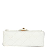 Vintage Chanel Mini Square Flap Bag White Lambskin Gold Hardware