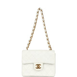Vintage Chanel Mini Square Flap Bag White Lambskin Gold Hardware