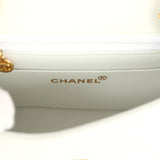 Vintage Chanel Mini Square Flap Bag White Lambskin Gold Hardware