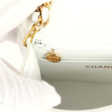 Vintage Chanel Mini Square Flap Bag White Lambskin Gold Hardware