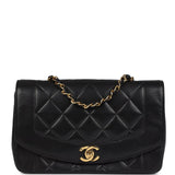 Vintage Chanel Small Diana Flap Bag Black Lambskin Gold Hardware