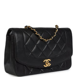 Vintage Chanel Small Diana Flap Bag Black Lambskin Gold Hardware