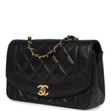 Vintage Chanel Small Diana Flap Bag Black Lambskin Gold Hardware
